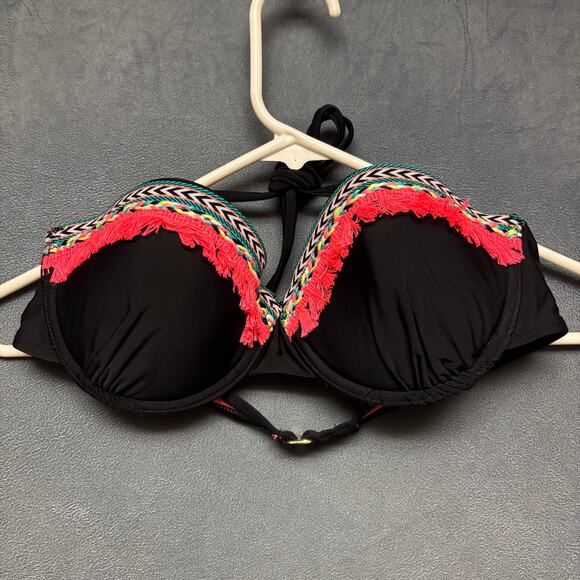 Xhilaration Bikini Top Cultural Print Aztec Push Up Tassels Womens Large Beachy - Picture 1 of 9